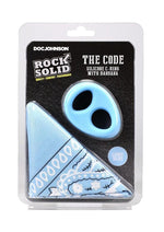 Load image into Gallery viewer, Rock Solid The Code Silicone Cock Ring with Bandana - Blue/Light Blue/White
