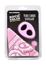 Load image into Gallery viewer, Rock Solid The Code Silicone Cock Ring with Bandana - Pink/White
