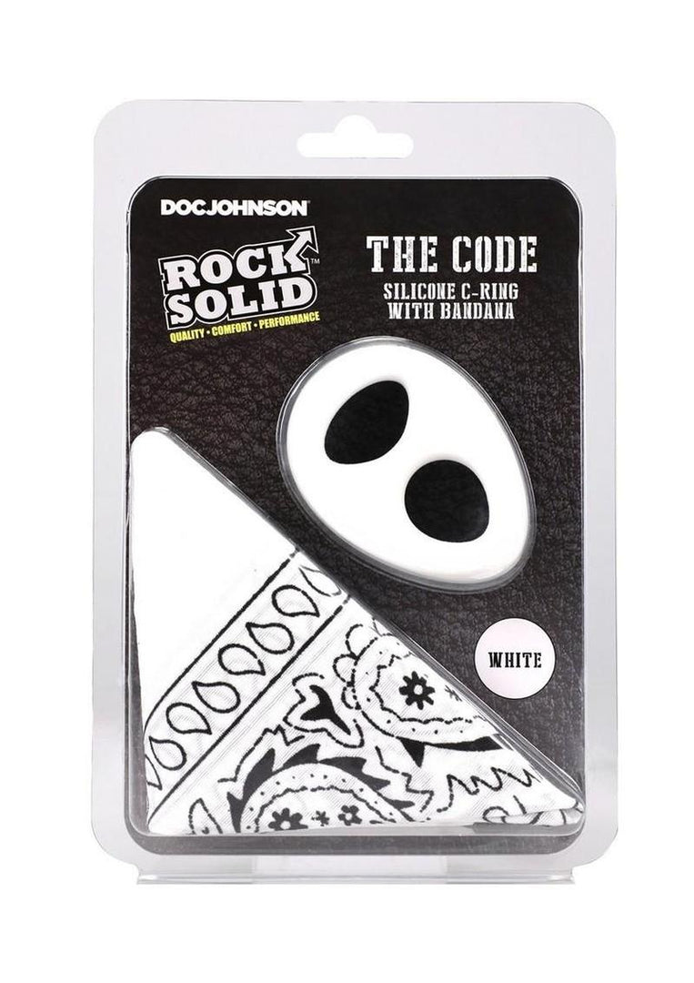 Rock Solid The Code Silicone Cock Ring with Bandana - Black/White