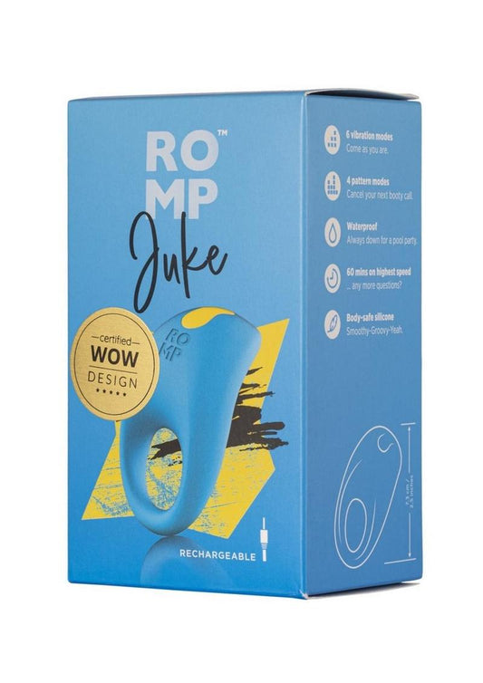 Romp Juke Rechargeable Silicone Cock Ring - Blue