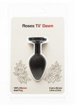 Load image into Gallery viewer, Roses Til Dawn Silicone Butt Plug - Black - Medium