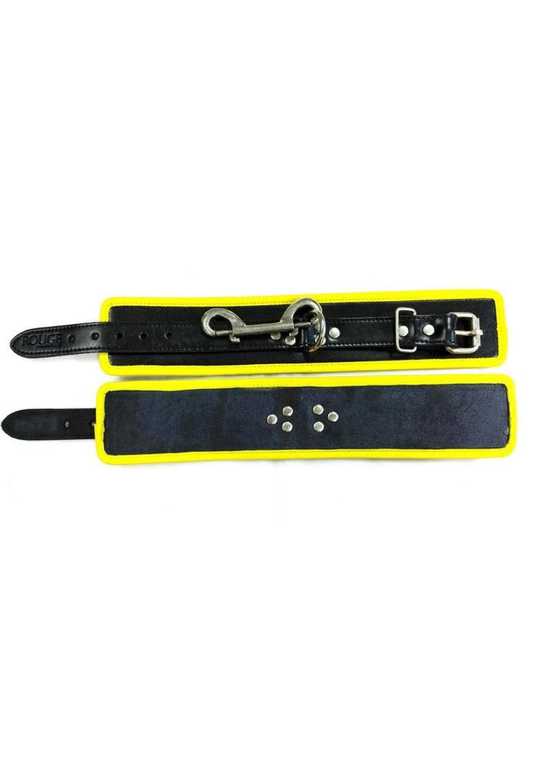 Rouge Leather Ankle Cuffs - Black/Yellow