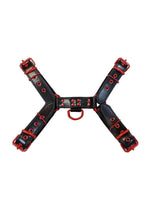 Load image into Gallery viewer, Rouge Leather Over The Head Harness Black with Red Accessories - Black/Red - XXLarge