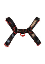 Load image into Gallery viewer, Rouge Leather Over The Head Harness Black with Red Accessories - Black/Red - XXLarge