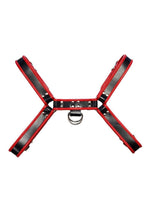 Load image into Gallery viewer, Rouge Over The Head Adjustable Leather Front Harness - Black/Red - XXLarge