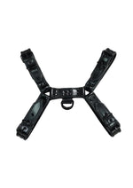 Load image into Gallery viewer, Rouge Over The Head Adjustable Leather Harness - Black - XXLarge