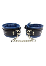 Load image into Gallery viewer, Rouge Padded Leather Adjustable Ankle Cuffs - Black/Blue