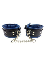Load image into Gallery viewer, Rouge Padded Leather Wrist Cuffs - Black/Blue
