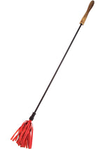 Load image into Gallery viewer, Rouge Wooden Handle Leather Riding Crop - Red