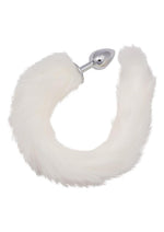 Load image into Gallery viewer, Running Wild Faux Fur Tail and Metallic Anal Plug - Metal/White