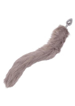 Load image into Gallery viewer, Running Wild Grey Tail Faux Fur Tail and Metallic Anal Plug