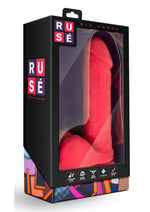 Load image into Gallery viewer, Ruse Big Poppa Silicone Dildo with Balls 7.75in - Cerise - Pink
