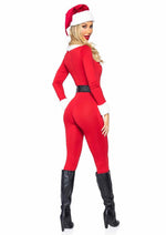 Load image into Gallery viewer, Santa Baby Spandex Jumpsuit with Fur Trim, Belt and Santa Hat
