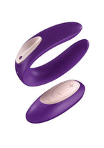 Load image into Gallery viewer, Satisfyer Double Plus Remote USB Rechargeable Silicone Couples Vibrator Waterproof - Purple - 3.46in
