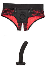 Load image into Gallery viewer, Scandal Crotchless Pegging Panty - Black - Medium/Small - Set
