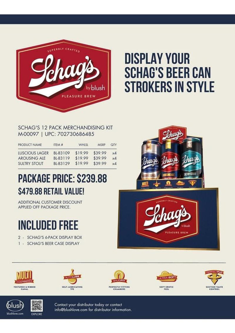 Schag's Beer Can Stroker Merchandising Kit - 12 Pack - Assorted
