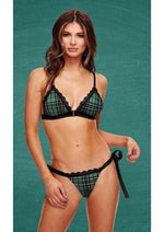 Load image into Gallery viewer, Schoolgirl Bra and Open Back Panty - Green - Medium/Small - Set
