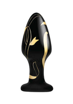 Load image into Gallery viewer, Secret Kisses 4 Handblown Wide Glass Plug - Black/Gold