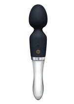 Load image into Gallery viewer, Secret Kisses Glass Black Magic Silicone Rechargeable Dual End Wand - Black/Clear