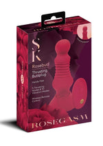 Load image into Gallery viewer, Secret Kisses Remote Control Thrusting Rechargeable Silicone Rosebud Buttplug - Red
