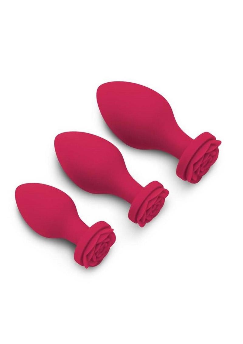 Secret Kisses Rosegasm Butt Bouquet Training Set Silicone Butt Plugs - 3 Piece - Red