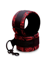 Load image into Gallery viewer, Secret Kisses Rosegasm Cuffs with Satin Blindfold - Black/Red