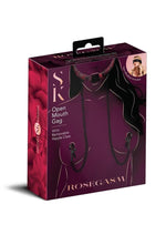 Load image into Gallery viewer, Secret Kisses Rosegasm Open Mouth Gag with Nipple Clips and Satin Blindfold - Black/Red