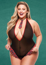 Load image into Gallery viewer, See Thru Crotchless Schoolgirl Teddy - Queen - Set
