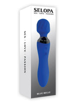 Load image into Gallery viewer, Selopa Blue Belle Silicone Rechargeable Dual End Vibrating Wand - Blue