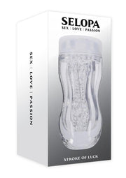 Selopa Stroke Of Luck Masturbator with Vibrating C-Ring - Clear