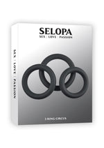 Load image into Gallery viewer, Selopas 3 Ring Circus Silicone Cock Ring - Black
