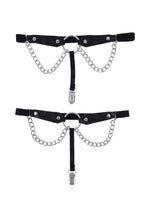 Load image into Gallery viewer, Sex and Mischief Chain Lace Garters - Black/Silver
