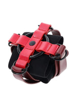 Load image into Gallery viewer, Sex and Mischief Ex's Andamp; Oh's Cross Cuffs - Black/Red
