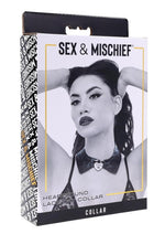 Load image into Gallery viewer, Sex and Mischief Heartbound Lace Day Collar - Black/Silver
