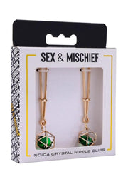 Sex and Mischief Indica Crystal Nipple Clips - Gold/Green