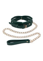 Load image into Gallery viewer, Sex and Mischief Indica Cutout Collar and Leash - Gold/Green
