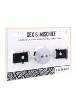 Load image into Gallery viewer, Sex and Mischief Lace Silicone Breathable Ball Gag - Black/Silver