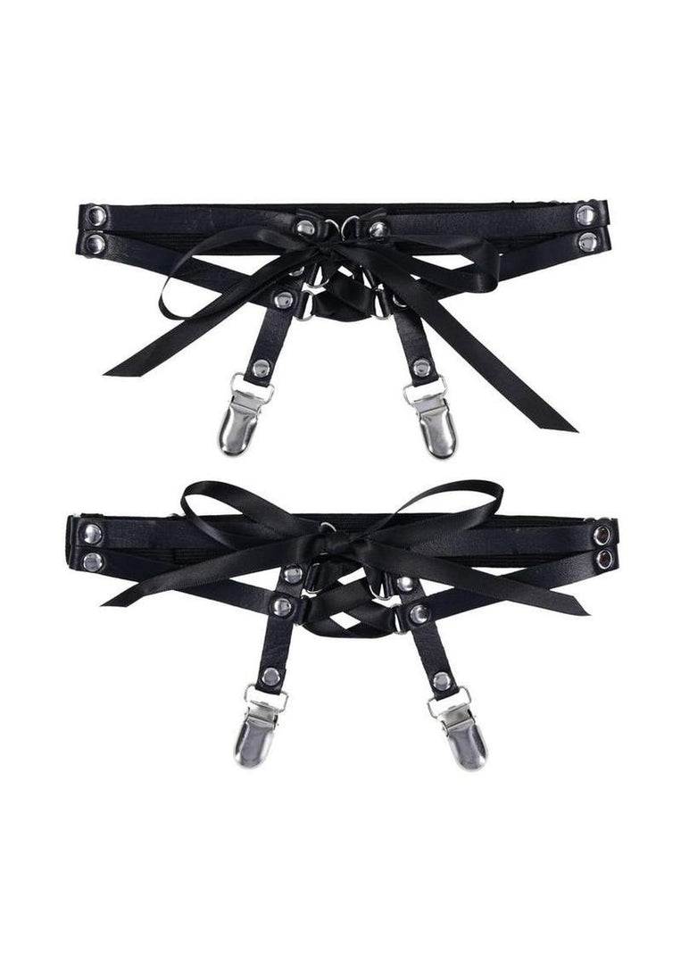 Sex and Mischief Laced Up Garters - Black