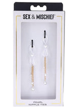 Load image into Gallery viewer, Sex and Mischief Pearl Nipple Ties - Gold/White