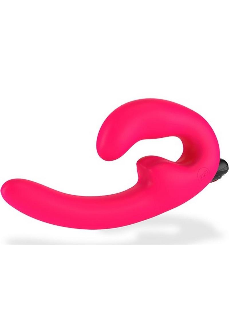 Sharevibe Silicone Strapless Strap-On Dildo with Rechargeable Bullet - Pink