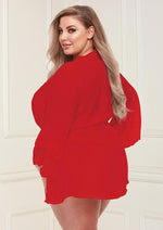 Load image into Gallery viewer, Sheer Chiffon and Lace Robe - Red - Queen