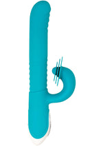 Load image into Gallery viewer, Show Stopper Rechargeable Silicone Dual Vibrator with Clitoral Stimulator - Teal
