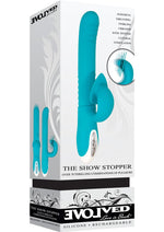 Load image into Gallery viewer, Show Stopper Rechargeable Silicone Dual Vibrator with Clitoral Stimulator - Teal
