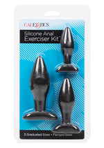 Load image into Gallery viewer, Silicone Anal Exerciser Anal Plug - Black - 3 Per Set/Set