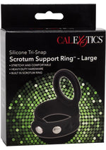 Load image into Gallery viewer, Silicone Tri-Snap Scrotum Support Cock Ring - Black - Large
