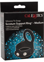 Load image into Gallery viewer, Silicone Tri-Snap Scrotum Support Cock Ring - Black - Medium
