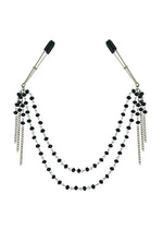 Load image into Gallery viewer, Sincerely Black Jeweled Nipple Clips - Black/Silver - 16.5in
