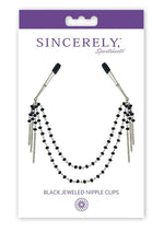 Load image into Gallery viewer, Sincerely Black Jeweled Nipple Clips - Black/Silver - 16.5in
