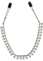 Load image into Gallery viewer, Sincerely Pearl Chain Nipple Clips - Silver/White - 20in
