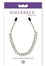 Load image into Gallery viewer, Sincerely Pearl Chain Nipple Clips - Silver/White - 20in
